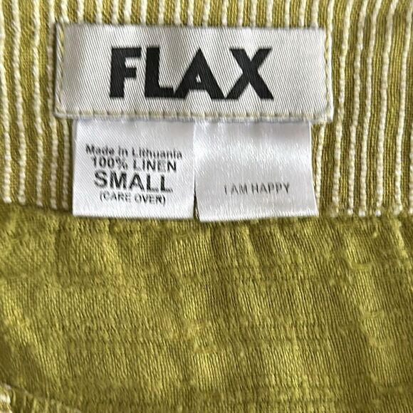 FLAX 100% LINEN “ I Am Happy” Embroidered Long Sleeve Top Lime Green Size S - Picture 6 of 9